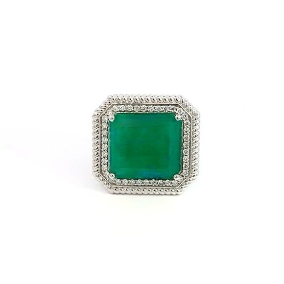 Natural Emerald Diamond Ring 6.25 14k W Gold 13.14 TCW Certified $9,775 402673 - Picture 10 of 13